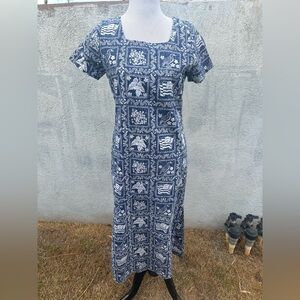 PreOwned Reyn Spooner Blue/White Hawaiian Dress Women's S